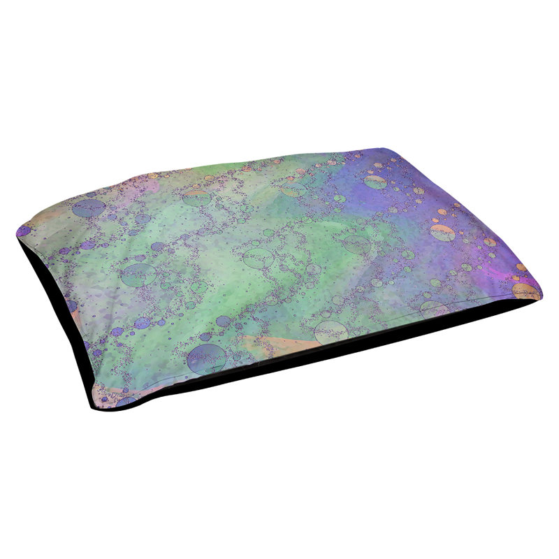 Coussin d'extérieur pour chien Byrge Planets Stars, Grand (l 42,5 po x P 32,5 po x H 14 po), Mauve / olive / corail