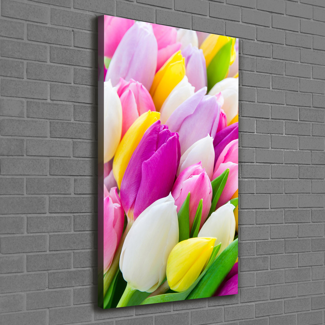 Bunte Tulpen - Kunstdruck auf Leinwand