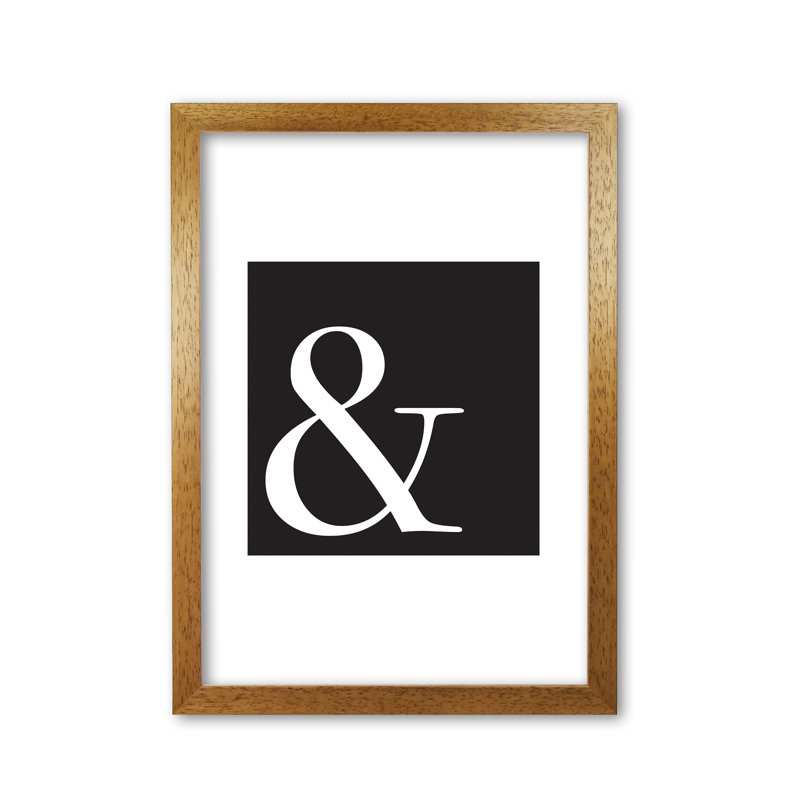 Ampersand Black - Print, Honey Oak Frame, 30 cm H x 21 cm W x 5 cm D