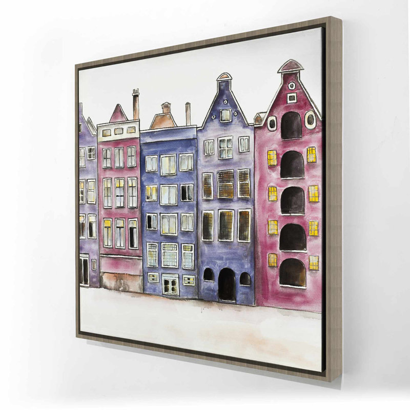 Vieille maison historique, art encadré mauve