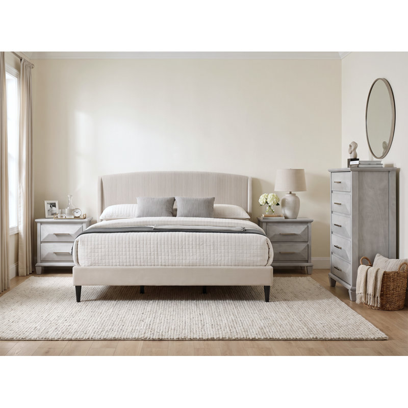 Clarence Contemporary 4 Pieces Bedroom Set, 4 Pcs: Bed, Chest, 2 Nightstands, King