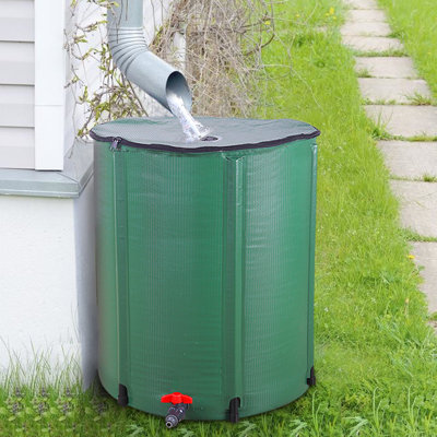 Récupérateur d'eau de pluie pliable de 50 gallons, collecteur d'eau de pluie pliable vert, réservoir de stockage d'eau extérieur résistant aux intempéries pour l'irrigation du jardin, de la pelouse et de la cour arrière