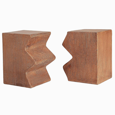 Table d'appoint MGO, ensemble de 2 tables d'appoint rectangulaires d'extérieur, tabourets de jardin décoratifs pour l'intérieur et l'extérieur, table d'appoint, table d'appoint de patio, table de bout emboîtable, imitation bois naturel