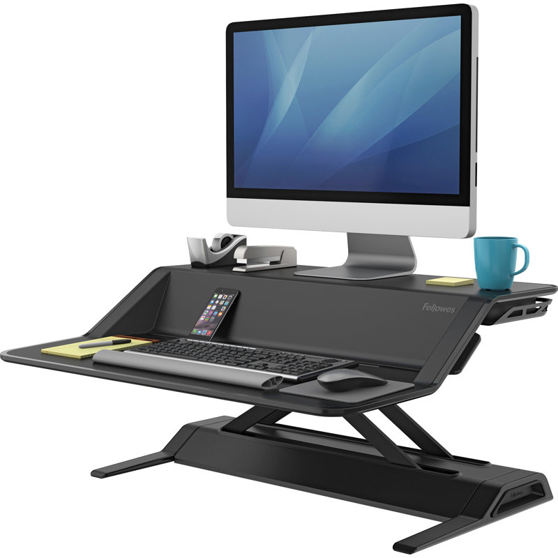 Lotus™ Adjustable Steel Standing Desk Converter, Black