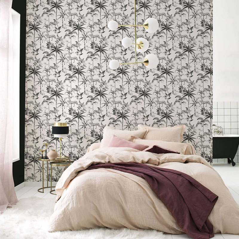Inkerman10m x 53cm 3D Embossed Paste the Wall Wallpaper Roll, White/Black