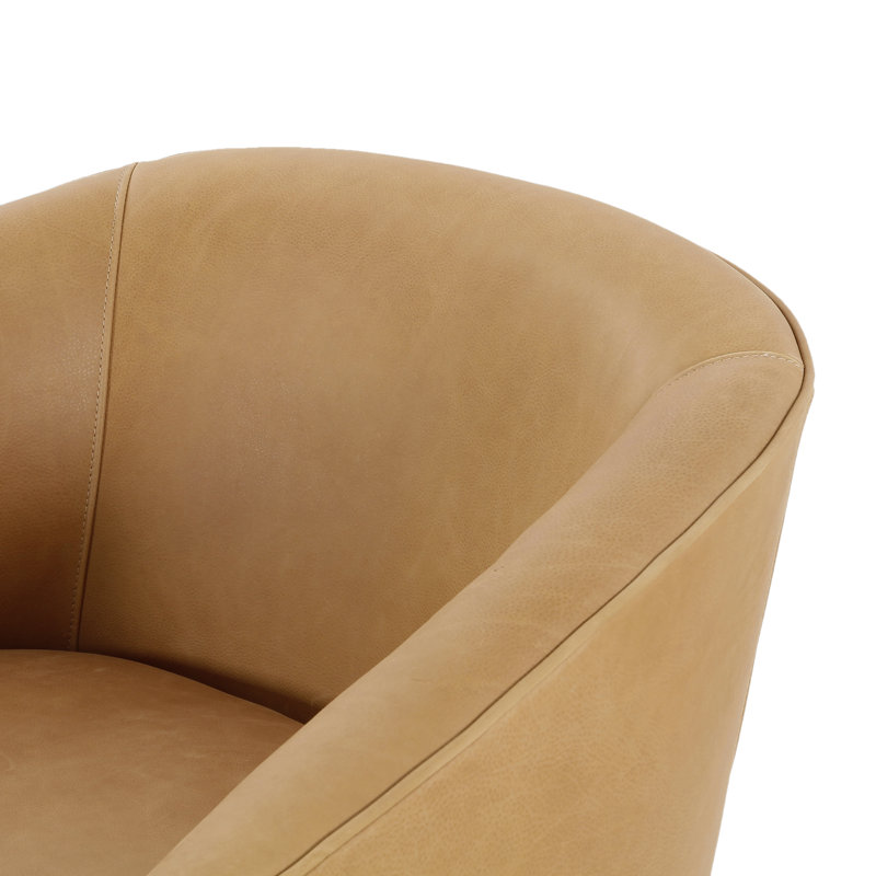 Fae Barrel Chair, Palermo Butterscotch Genuine Leather