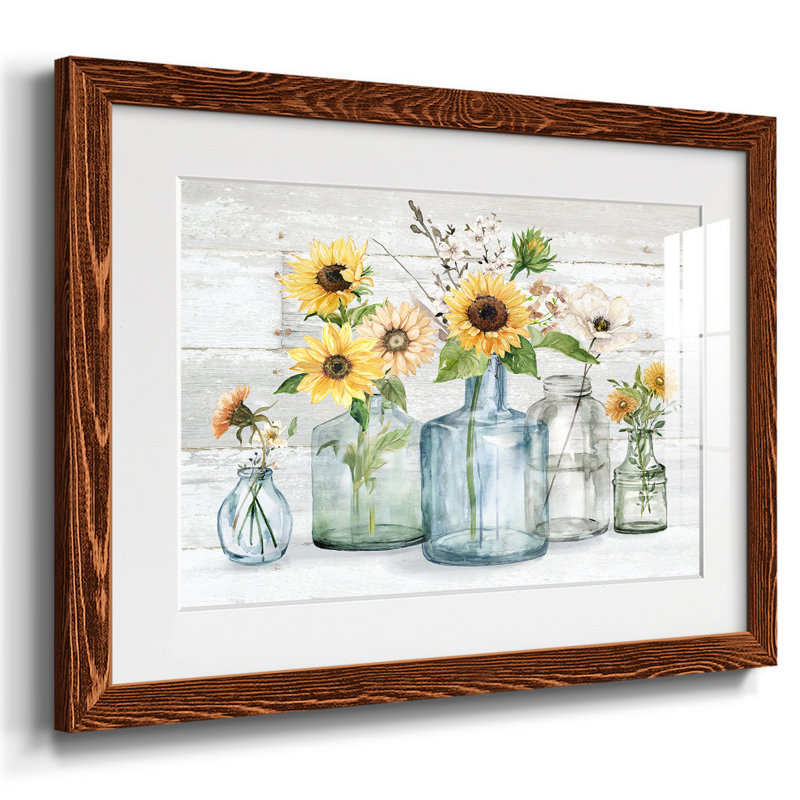 Sunflower Extravaganza, reproduction d'art encadrée, H 18 po x l 26 po x P 1,5 po, Érable