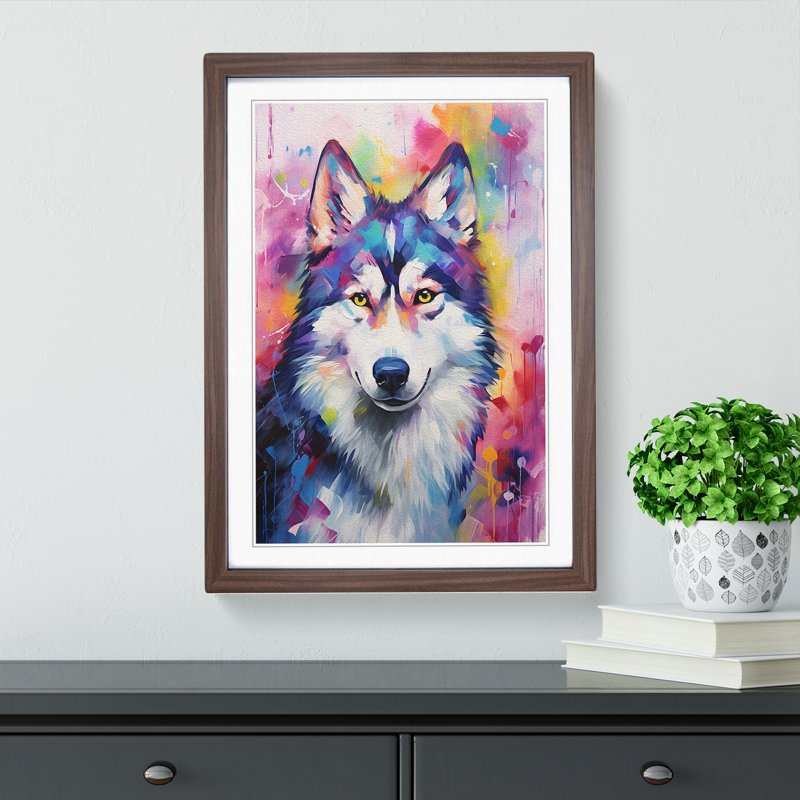Husky Impressionism - Framed Print, Walnut Framed, 34cm H x 25cm W x 2cm D
