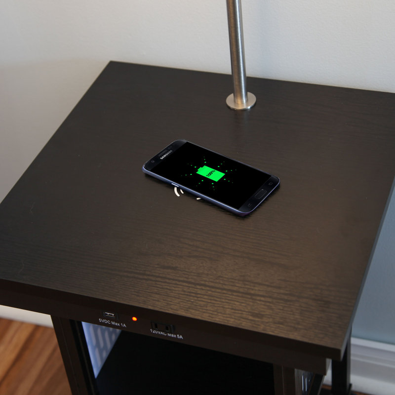 Madison LED Table And Lamp Combo Bundle With Wireless Charging, Black, Black
