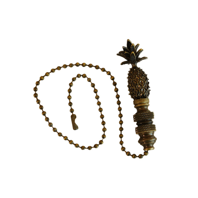 Poignée de ventilateur de haut ananas, 2,5 heures avec 12 chaînes en laiton antique