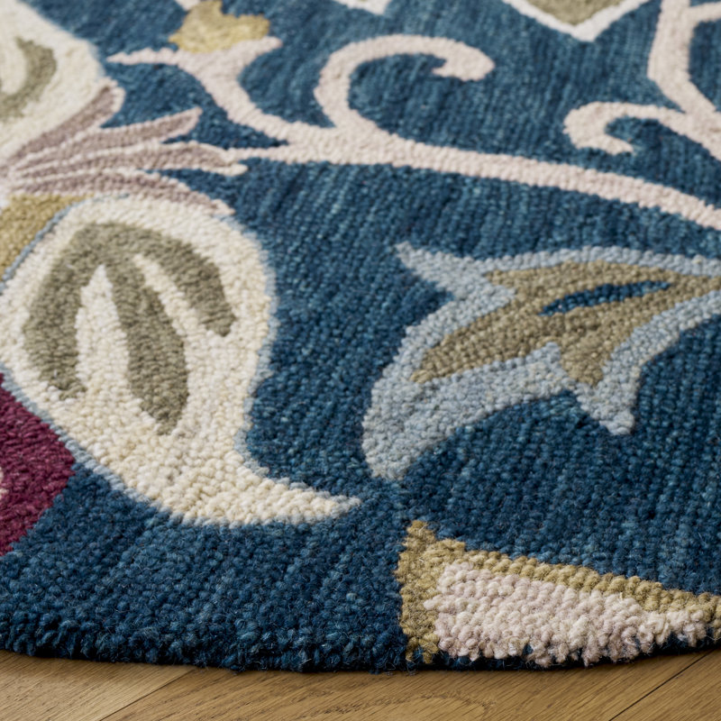 Blossom Hand Tufted Wool, Cotton Floral Indoor Rug, Round 6'