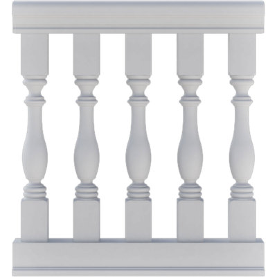 Endurathane 500 Series Winford Unassembled Balustrade Railing Kit, 40" Overall Height x 2'L. Kit includes (5) 2 1/2"W x 32"H Winford Balusters, (1) 24"L Top Rail, (1) 24"L Bottom Rail, (2) Rail Installation Kits