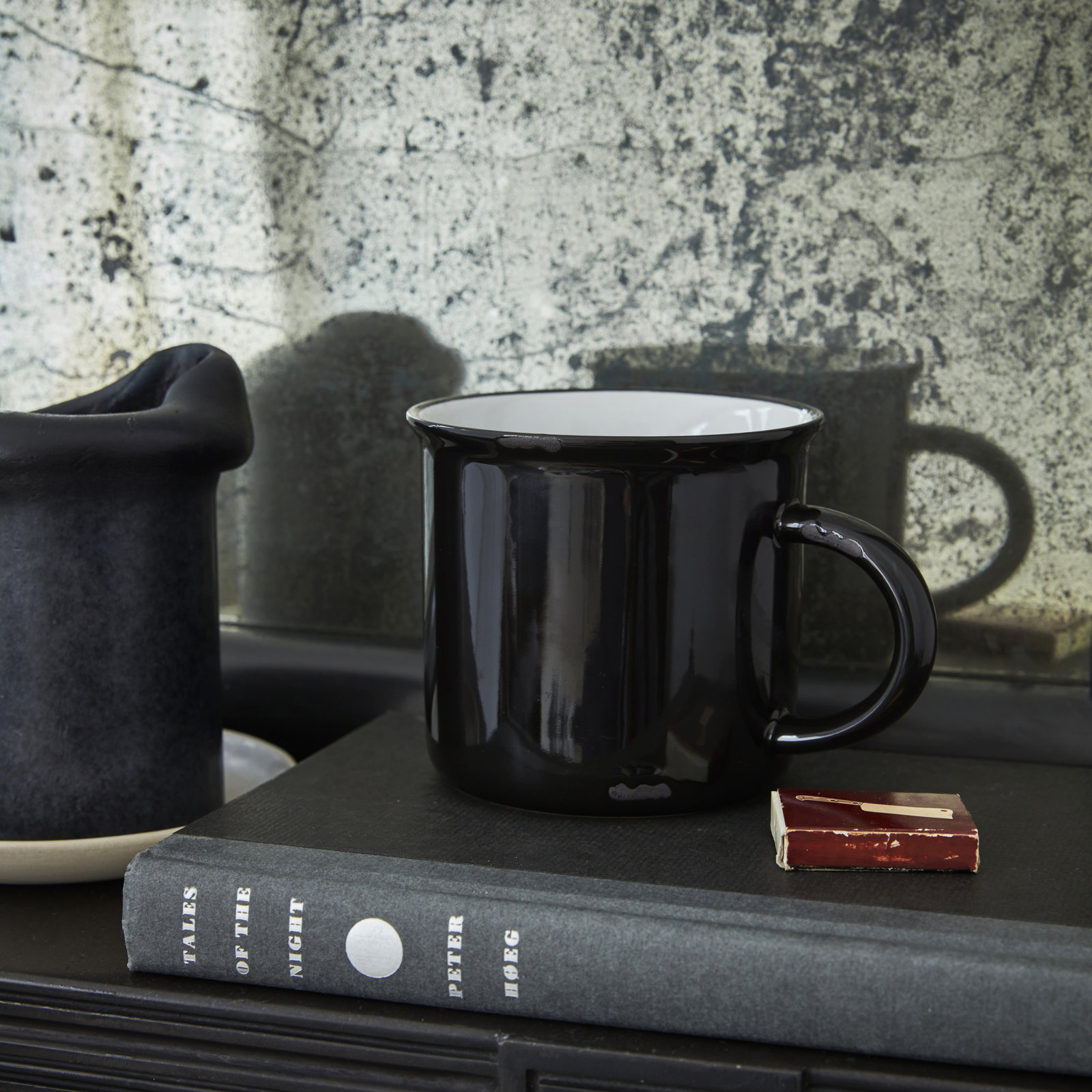 Tinware Stoneware Mug, Black