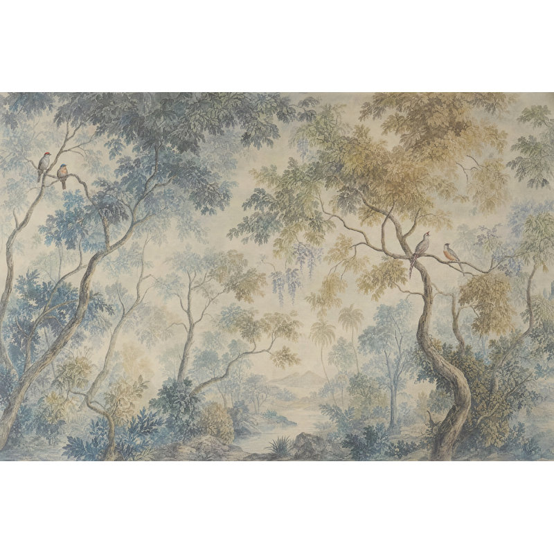 Papier peint paysage pastoral pastel, 120"x96", Peel and Stick