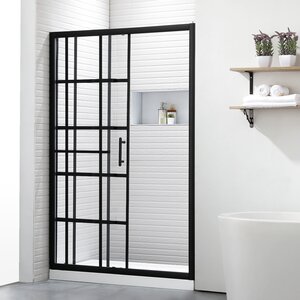 Cyrus 48" W x 72" H Single Sliding Framed Shower Door with Heat Soaking Process and Protective Coating Treatment