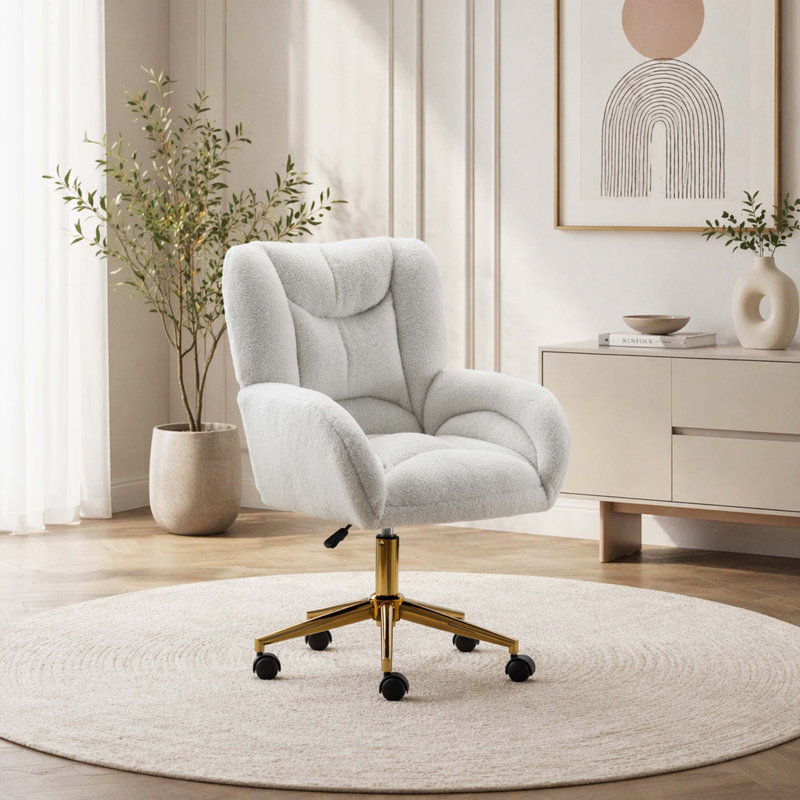 Fauteuil de bureau en molleton rembourré Cloud, Ivoire ivoire