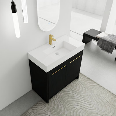 36'' Single Bathroom Vanity with Plastic Top