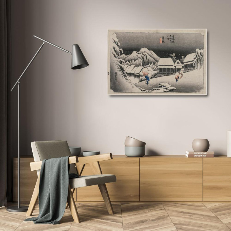 «Evening Snow at Kambara» par Andô Hiroshige - Art mural sur toile tendue avec châssis, H 24 po x l 17 po