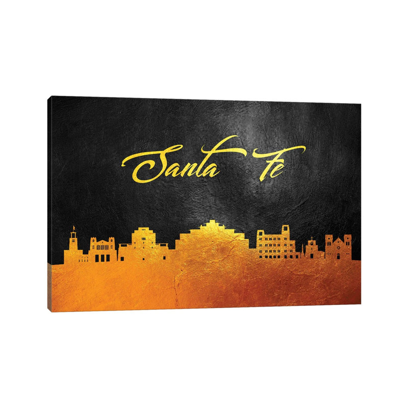 Santa Fe New Mexico Gold Skyline by Adrian Baldovino - Wrapped Canvas Print, 66.04 cm H x 45.72 cm W x 3.175 cm D