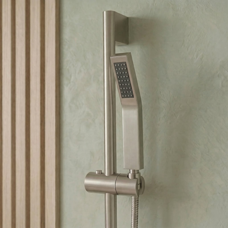Système de douche à pluie haute pression 10 ", ensemble de robinet de douche mural avec barre coulissante et valve à pression équilibrée