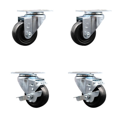 4 Piece Hard Rubber Caster Set