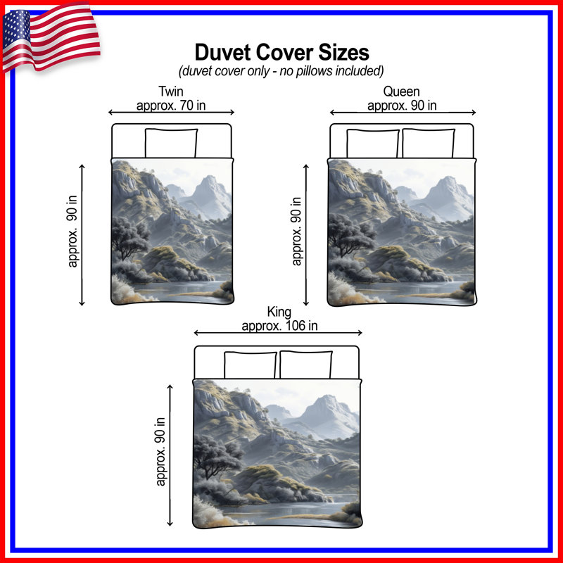 Housses de couette Mountain River Landscape, Lit simple