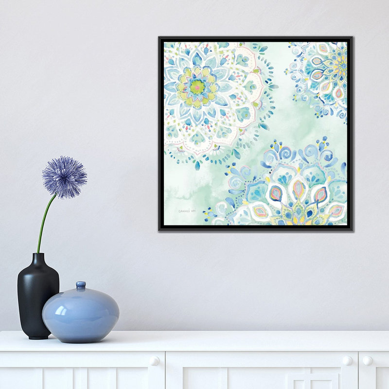 « jaipur iii », impression sur toile, H 18 po x l 18 po x P 1,5 po, Toile avec cadre noir, Pas de tapis