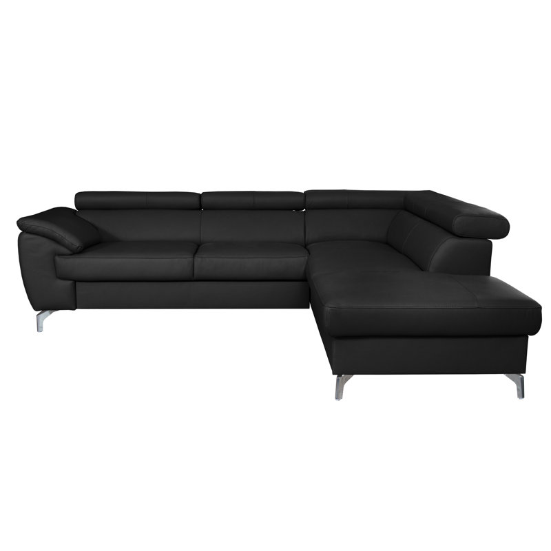 Brookhurst Leather Corner Sofabed, Right Hand Facing, Black