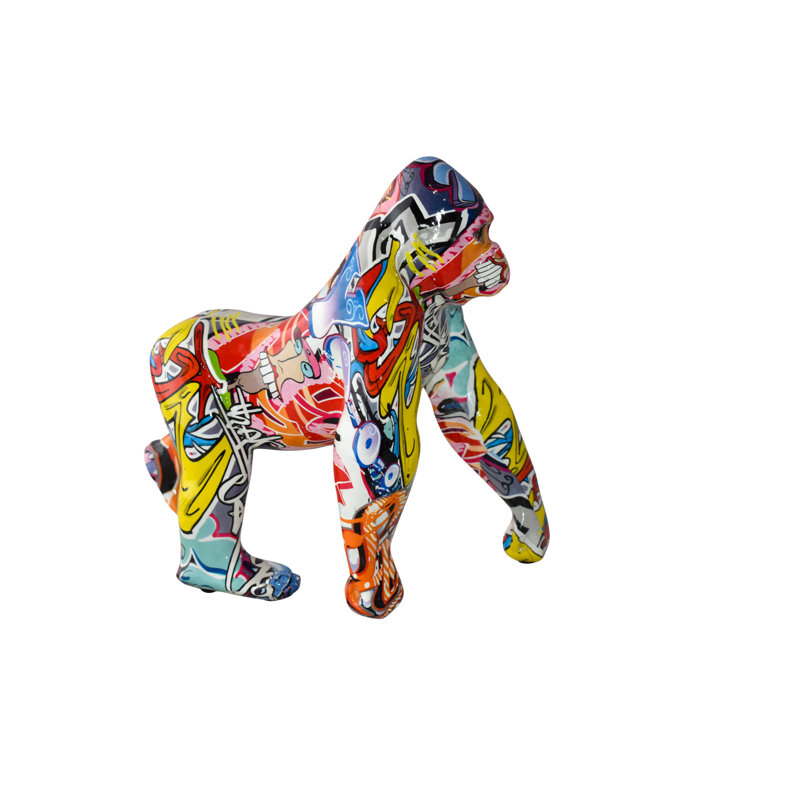 Statue Ezme graffiti peinte en résine moderne, taille: 6 po x 11 po x H 11 po