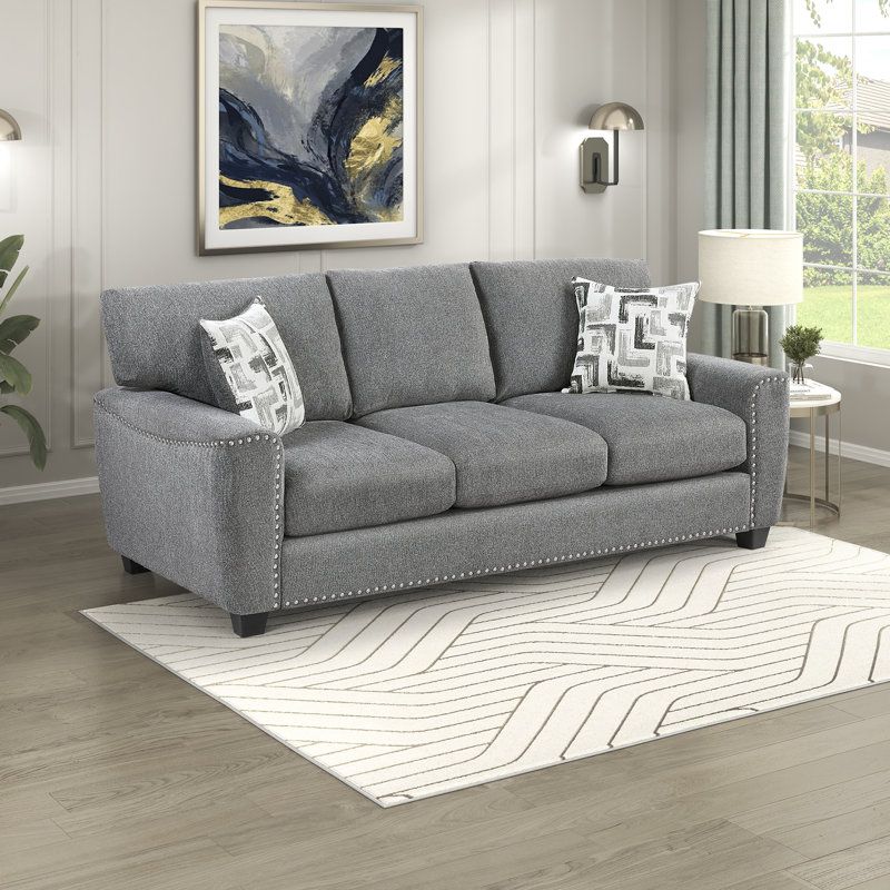 Canapé en tissu d'ameublement en chenille de 89 po avec coussins réversibles Taelyn
