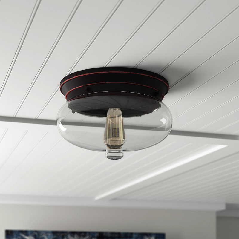 Piqua Glass Flush Mount, Oil Rubbed Gilded