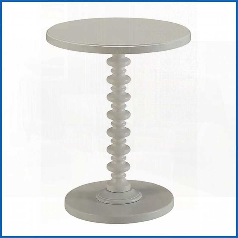 Table basse ronde en bois blanche compacte et élégante pour les petits espaces, Blanc