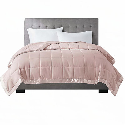 Lightweight Down Alternative Blanket with Satin Trim Blush King