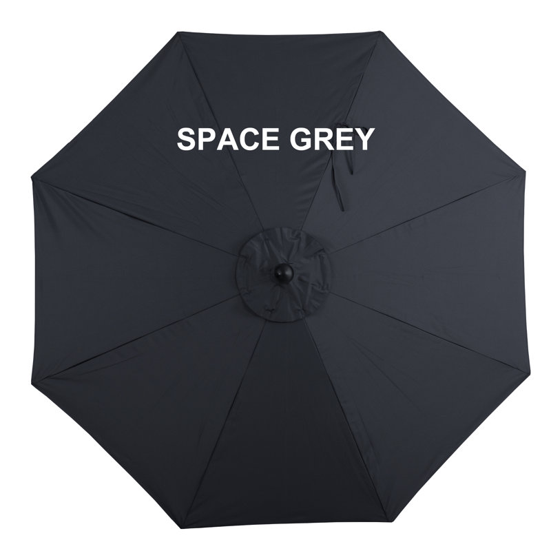 Parasol de marché 9 pi Kronqui, Gris espace, Bouton-poussoir