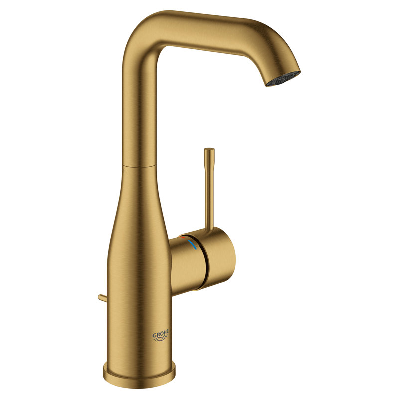 Robinet pour salle de bain monotrou avec poignée simple GROHE Essence, Lever de soleil froid brossé