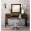 Meuble-lavabo à 4 tiroirs, chêne rustique et métal noir, miroir L 18 po x H 18 po, glissière latérale en métal avec tiroirs de rangement, espace cosmétique