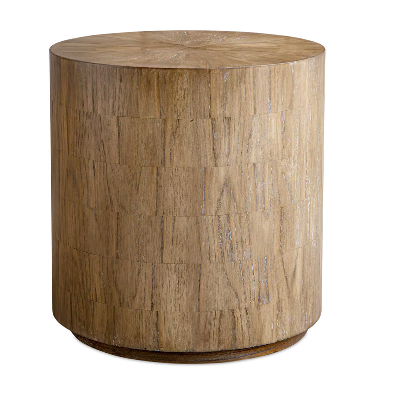 Uttermost Nevis Wood Cylinder Side Table