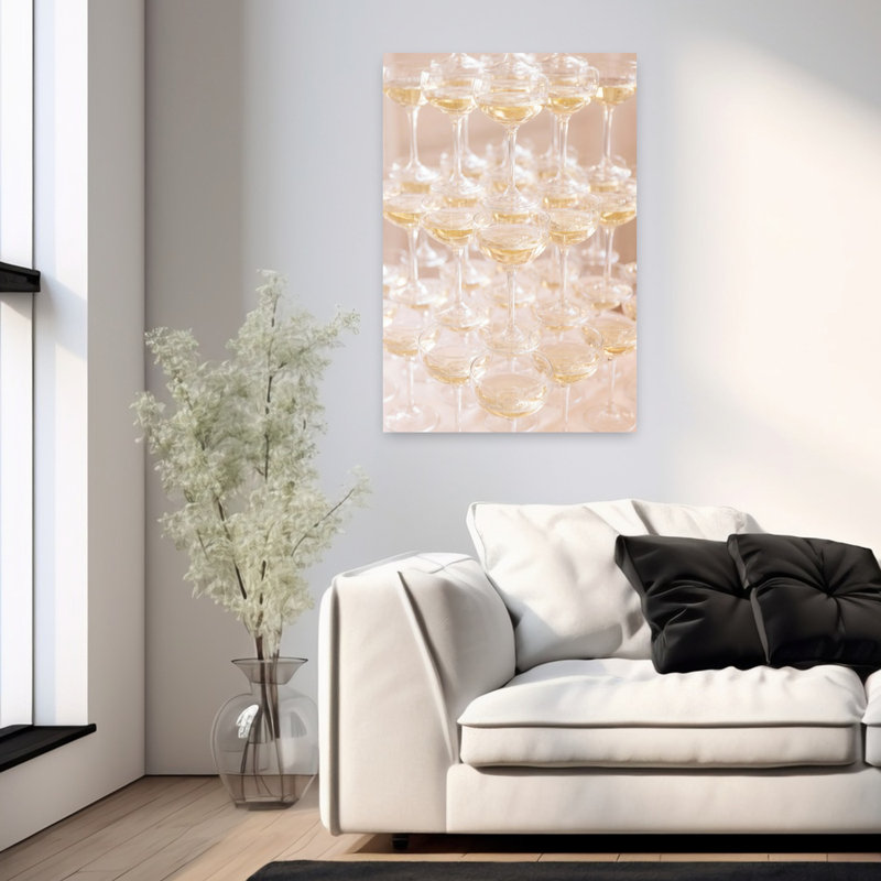 «Champagne Tower», art mural contemporain, H 36 po x l 24 po