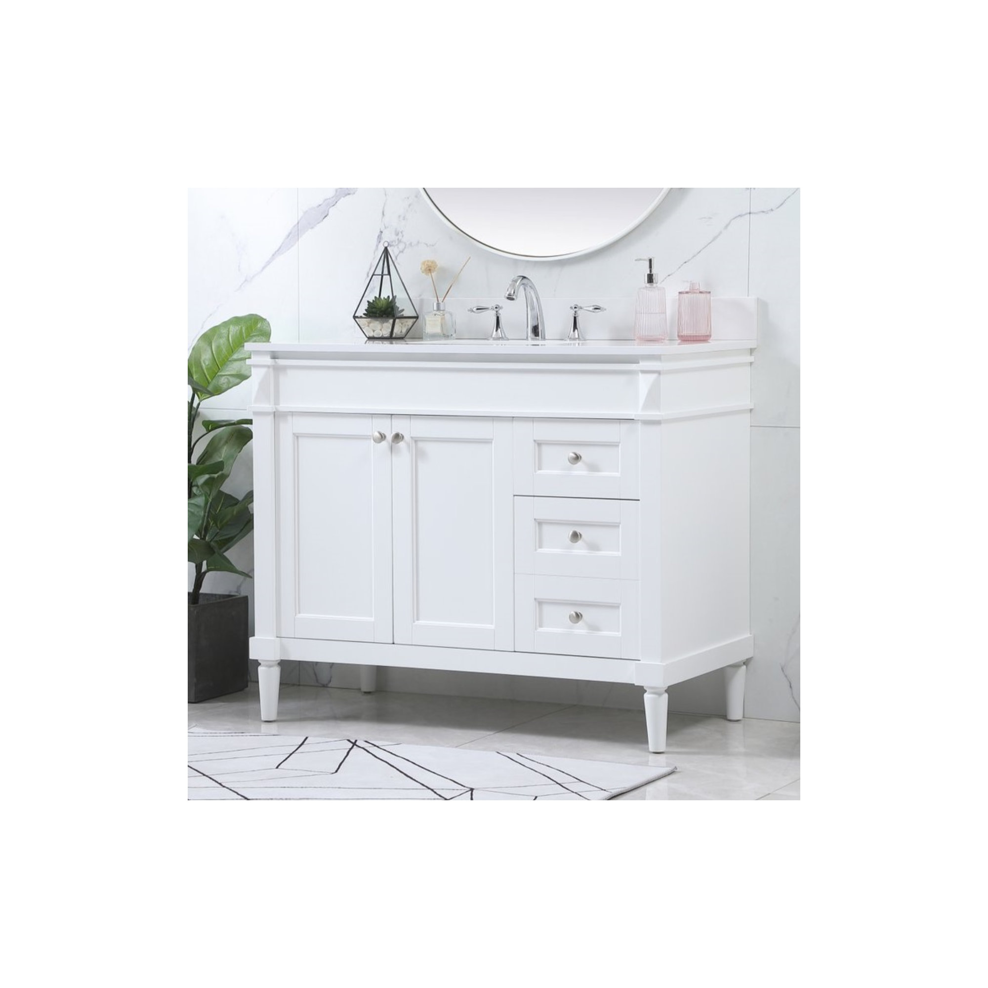 Readington 42'' Single Bathroom Vanity, White, 42"