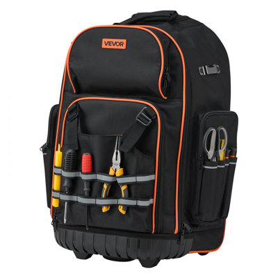 Rolling Tool Backpack 72 Pockets Heavy Duty Roller Tool Bag on Wheels