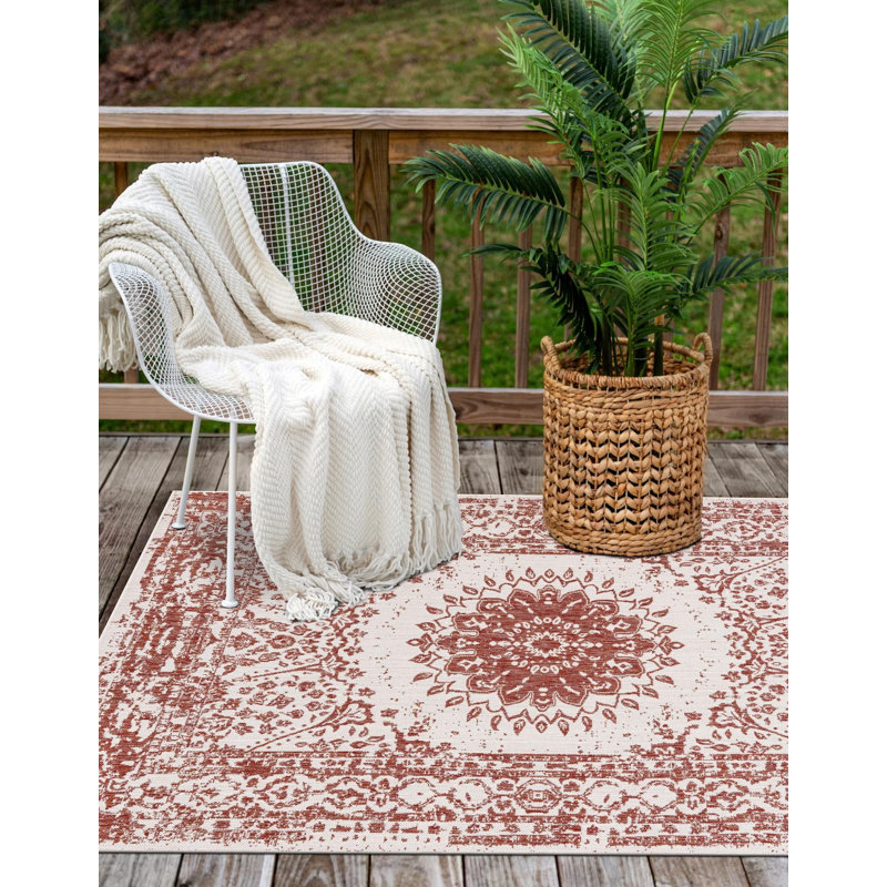 Contemporary Hitchens Runner Rug Rust Red Color, Rectangle 2' x 3'1"