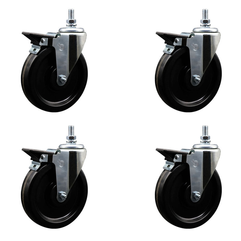½ Inch Threaded Stem Caster with Brake