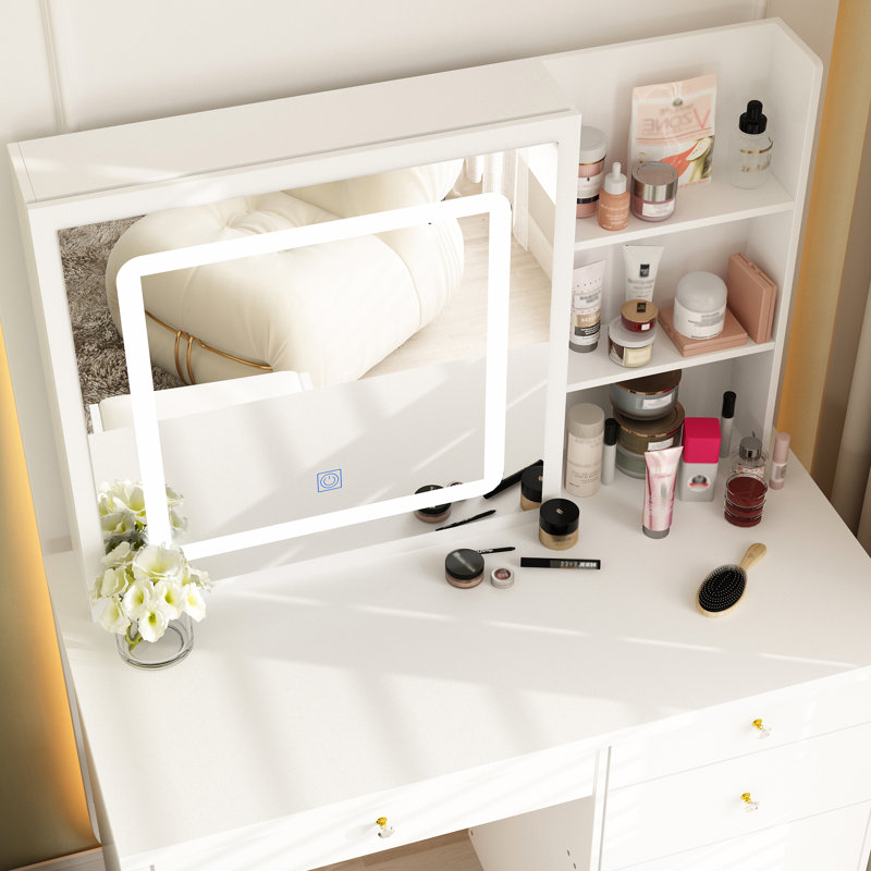 Claranell Dressing Table with Mirror, White