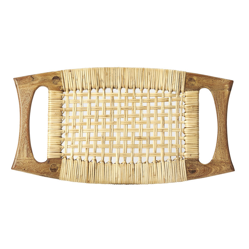 Tristan Natural Wood & Rattan Stool, Natural