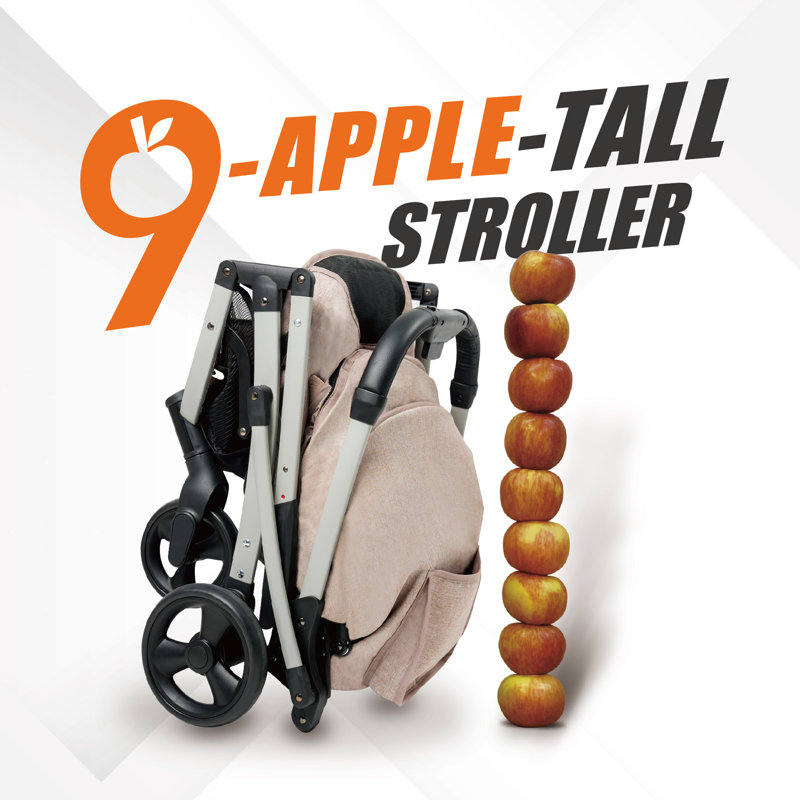 Compact Foldable Beige Polyester Pet Stroller with EVA Wheels