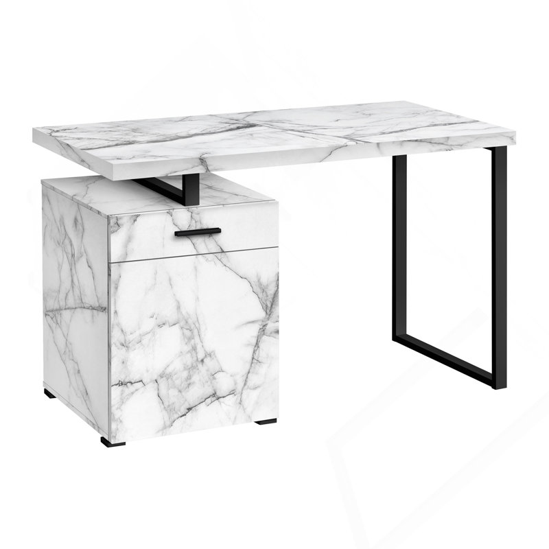 Computer Desk, Home Office, Laptop, Left, Right Set-up, Storage Drawers, 48"L, Work, Metal, Gray White/Black