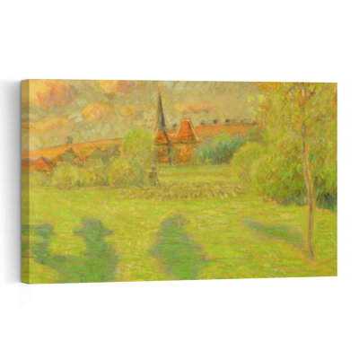 The Shepherd And The Church Of Eragny, 1889 Impressionist Abstract Contemporary Landscape Tree Wall Art Print by Camille Pissarro - 1 Piece Wrapped Canvas Wall Art