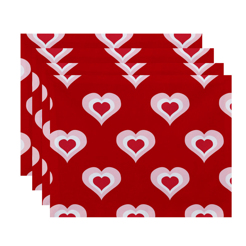 Ensemble de napperons 4 pièces pour la Saint-Valentin, Rouge