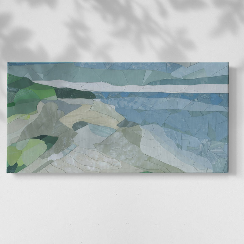 Dunes de sable de la côte du Pacifique - Toile tendue avec châssis, prête à accrocher, H 17 po x l 33 po, Doré