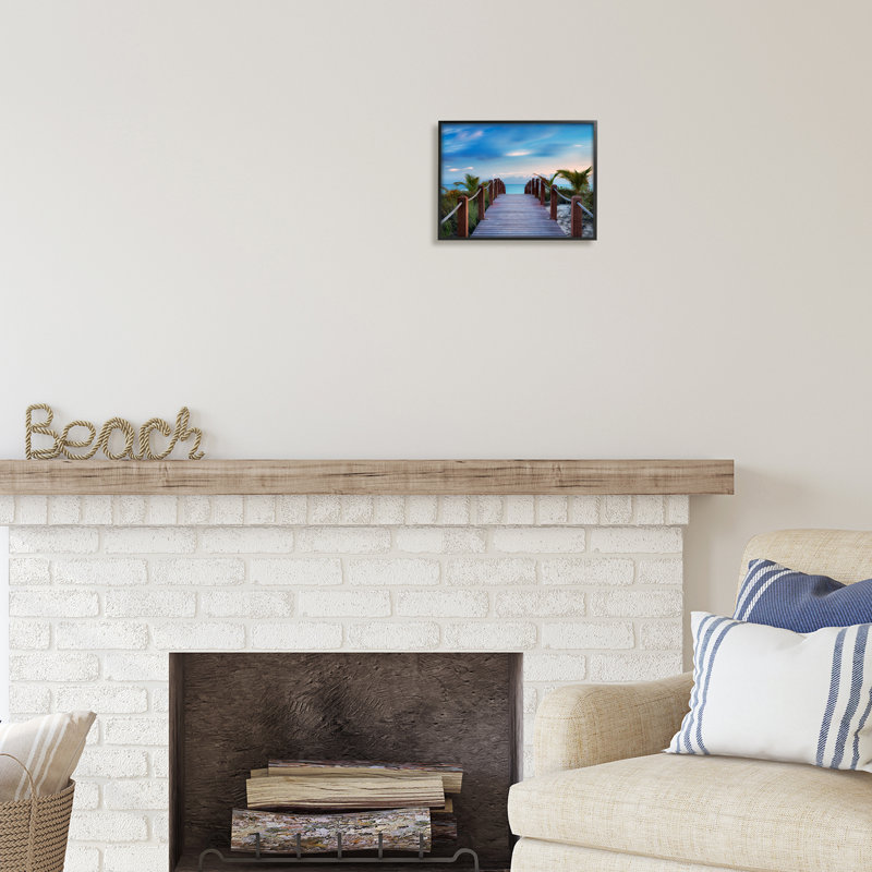 Photographie Au-542-Giclee Tropical Boardwalk Beach Path par Dennis Frates, Giclée encadrée noir minuit